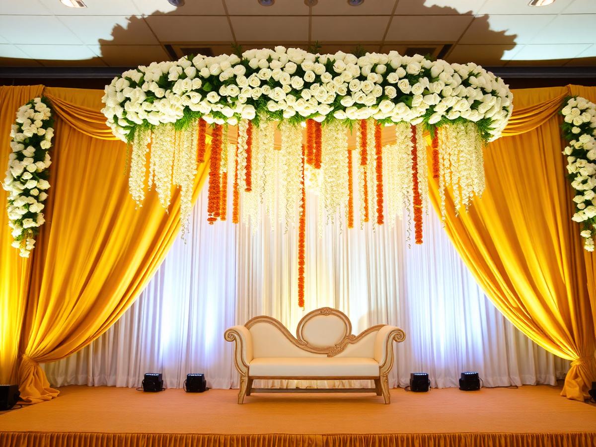 Elegant floral stage at Apna Celebrations